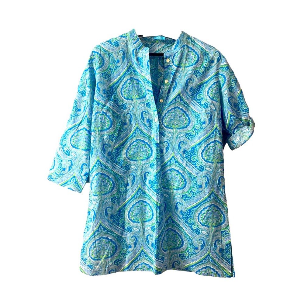 J. McLaughlin Blue and Green Paisley Tunic